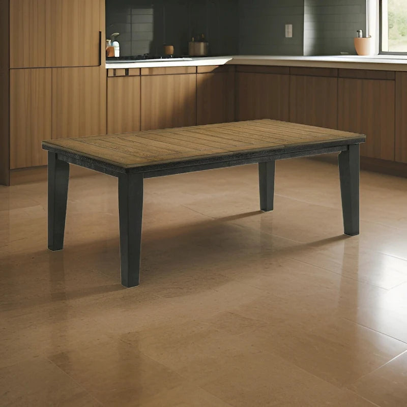 Table de salle à manger Woodlands 64-82 pouces, extensible, plateau rectangulaire, marron