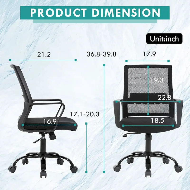 Fauteuil de bureau pivotant ergonomique Addison moderne à hauteur réglable avec soutien lombaire