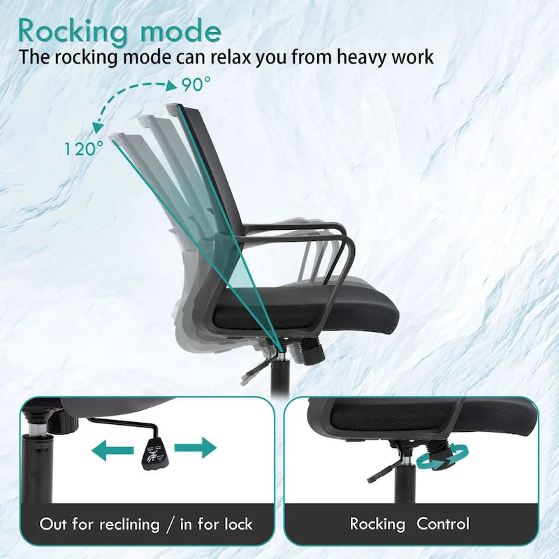 Fauteuil de bureau pivotant ergonomique Addison moderne à hauteur réglable avec soutien lombaire