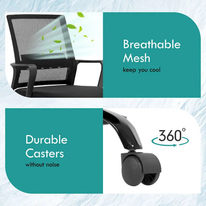 Fauteuil de bureau pivotant ergonomique Addison moderne à hauteur réglable avec soutien lombaire