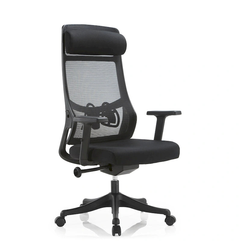 Chaise de conférence de bureau en coton avec dossier en maille, série Dale par LeisureMod