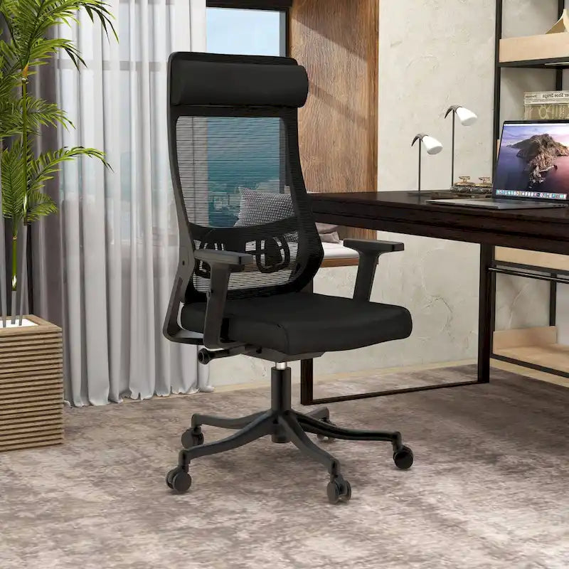 Chaise de conférence de bureau en coton avec dossier en maille, série Dale par LeisureMod