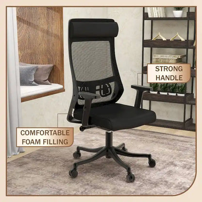Chaise de conférence de bureau en coton avec dossier en maille, série Dale par LeisureMod