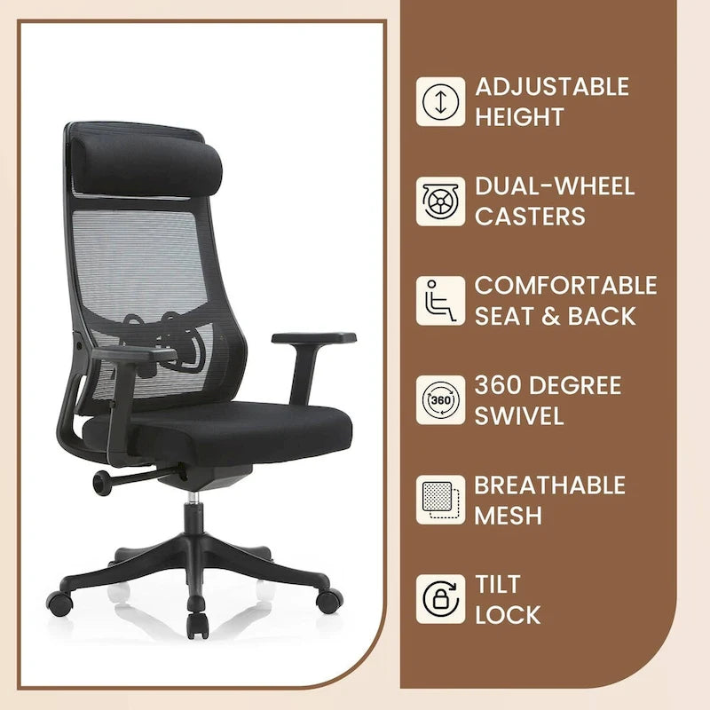 Chaise de conférence de bureau en coton avec dossier en maille, série Dale par LeisureMod