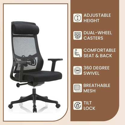 Chaise de conférence de bureau en coton avec dossier en maille, série Dale par LeisureMod