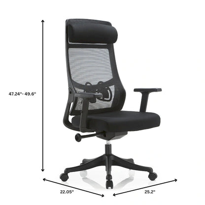 Chaise de conférence de bureau en coton avec dossier en maille, série Dale par LeisureMod