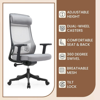 Chaise de conférence de bureau en coton avec dossier en maille, série Dale par LeisureMod