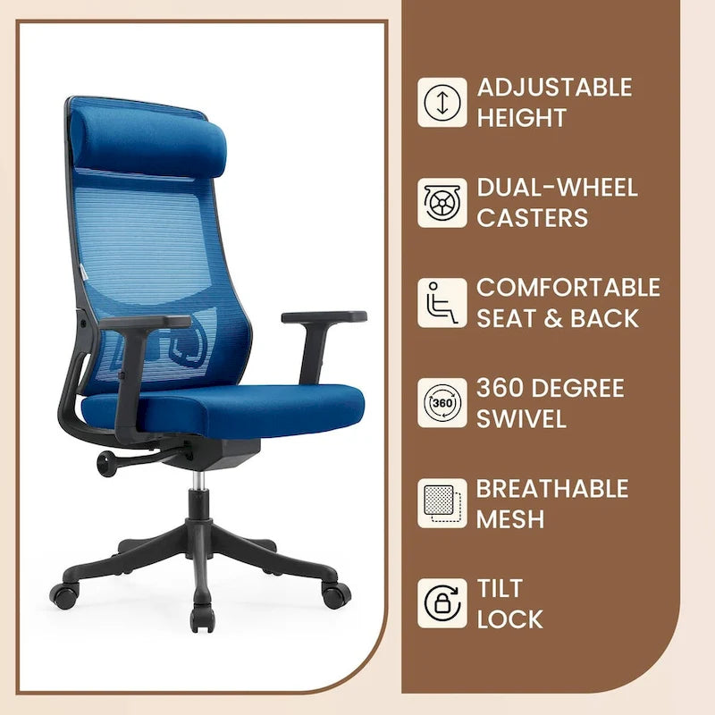 Chaise de conférence de bureau en coton avec dossier en maille, série Dale par LeisureMod