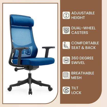 Chaise de conférence de bureau en coton avec dossier en maille, série Dale par LeisureMod