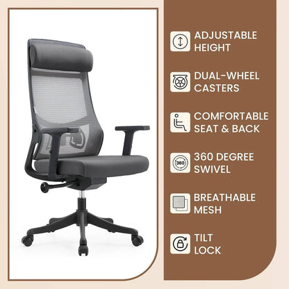 Chaise de conférence de bureau en coton avec dossier en maille, série Dale par LeisureMod