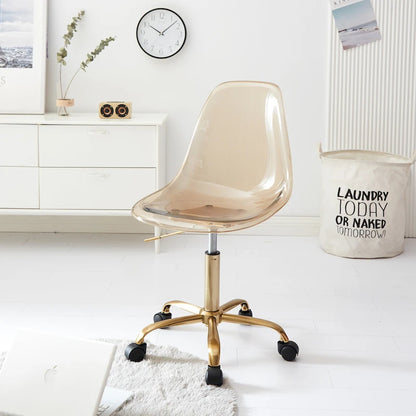 Chaise de bureau réglable à roulettes en acrylique sans accoudoirs pour style de vie urbain