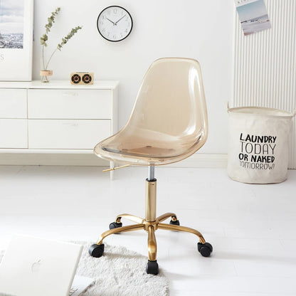 Chaise de bureau réglable à roulettes en acrylique sans accoudoirs pour style de vie urbain
