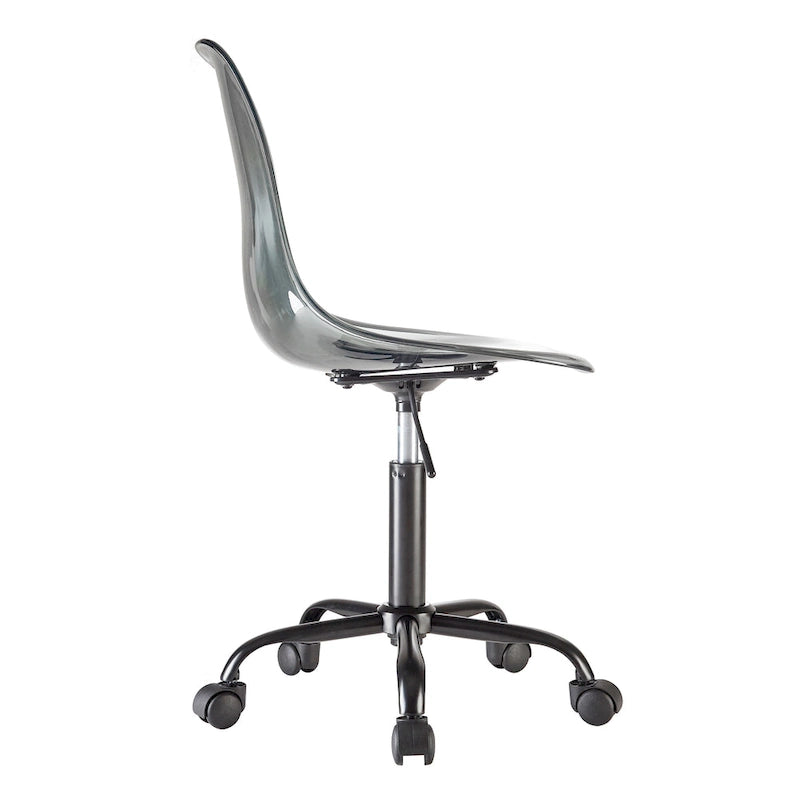 Chaise de bureau réglable à roulettes en acrylique sans accoudoirs pour style de vie urbain