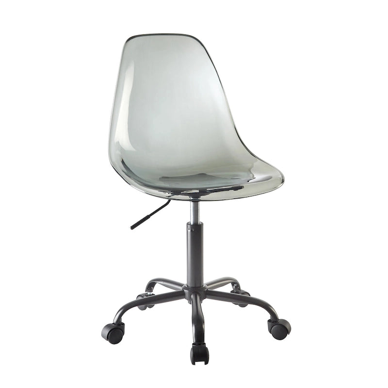Chaise de bureau réglable à roulettes en acrylique sans accoudoirs pour style de vie urbain
