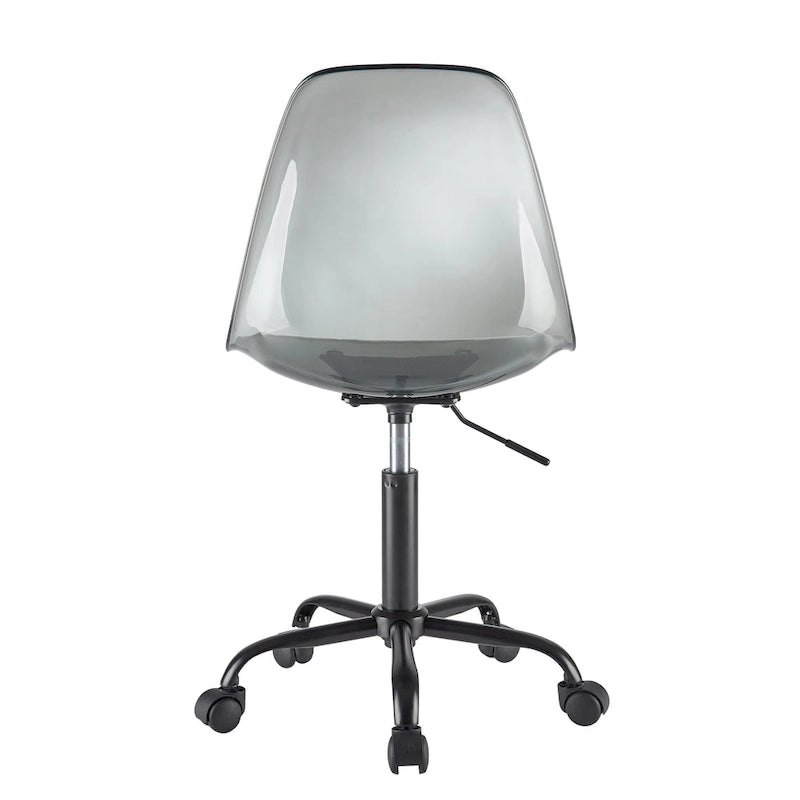 Chaise de bureau réglable à roulettes en acrylique sans accoudoirs pour style de vie urbain