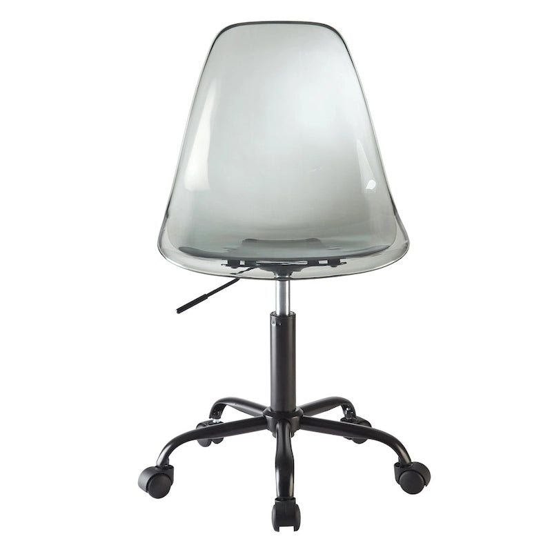 Chaise de bureau réglable à roulettes en acrylique sans accoudoirs pour style de vie urbain