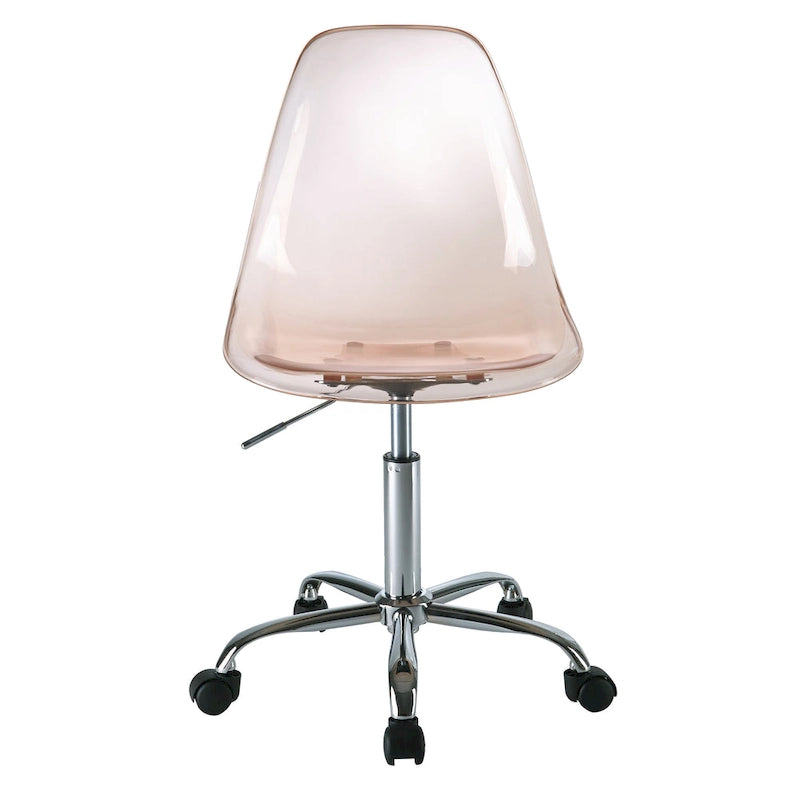 Chaise de bureau réglable à roulettes en acrylique sans accoudoirs pour style de vie urbain