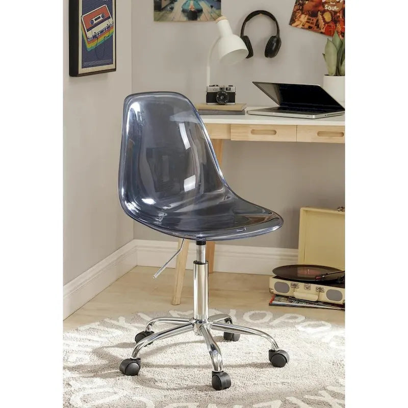 Chaise de bureau réglable à roulettes en acrylique sans accoudoirs pour style de vie urbain
