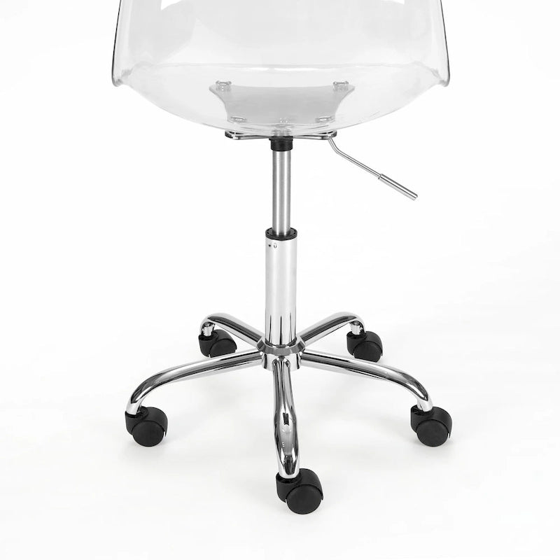 Chaise de bureau réglable à roulettes en acrylique sans accoudoirs pour style de vie urbain