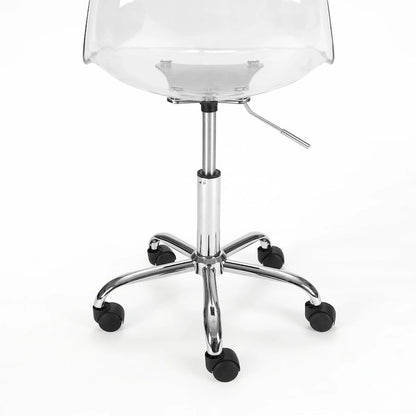 Chaise de bureau réglable à roulettes en acrylique sans accoudoirs pour style de vie urbain