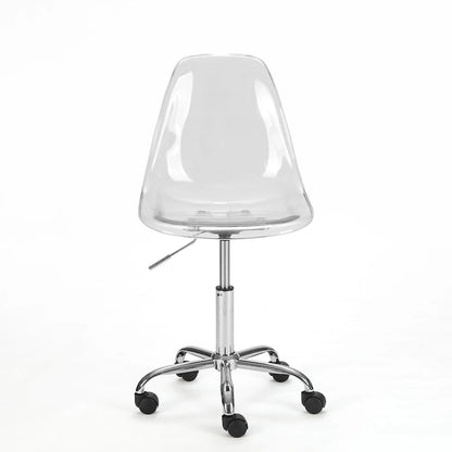 Chaise de bureau réglable à roulettes en acrylique sans accoudoirs pour style de vie urbain