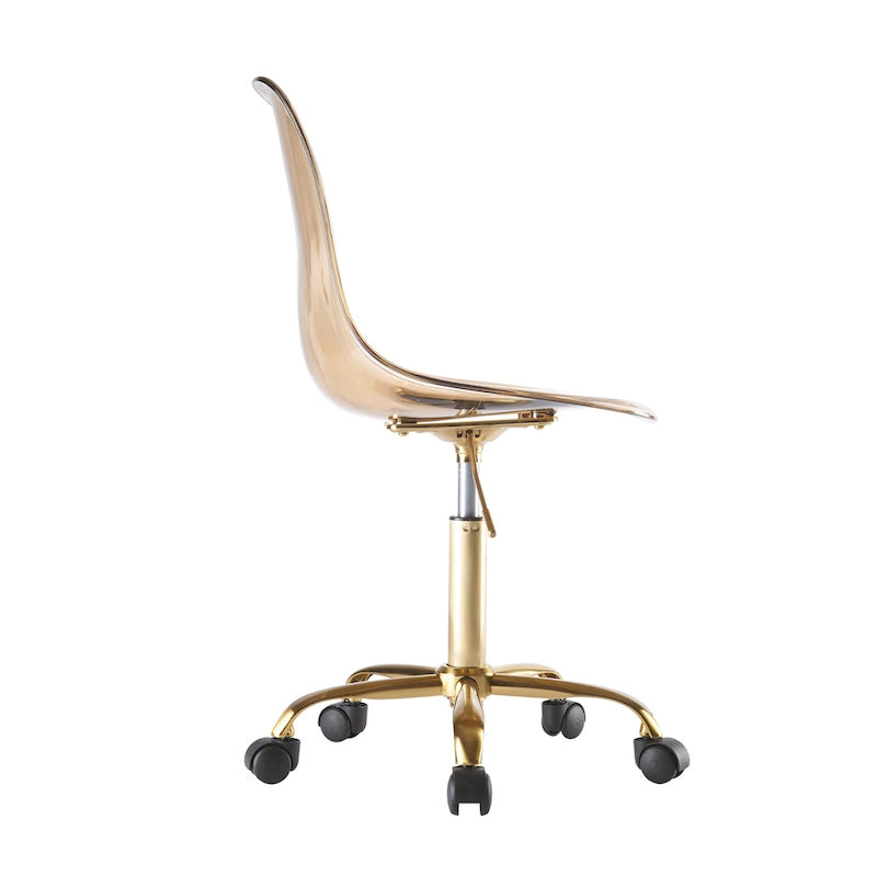 Chaise de bureau réglable à roulettes en acrylique sans accoudoirs pour style de vie urbain