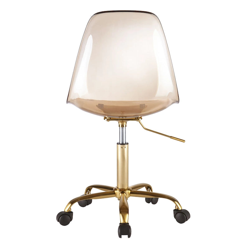 Chaise de bureau réglable à roulettes en acrylique sans accoudoirs pour style de vie urbain