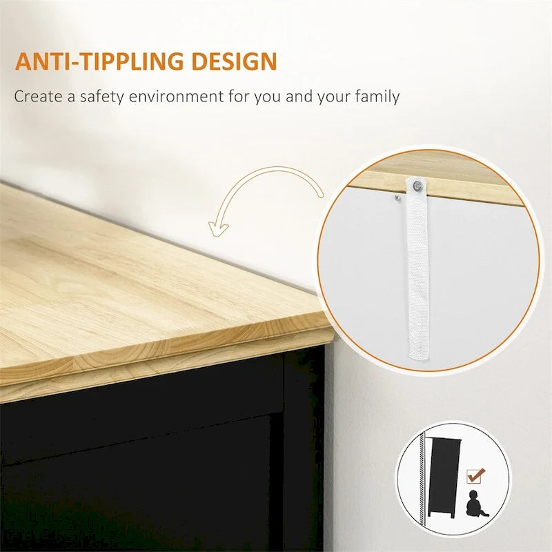 Buffet en bois avec tiroirs et étagères réglables