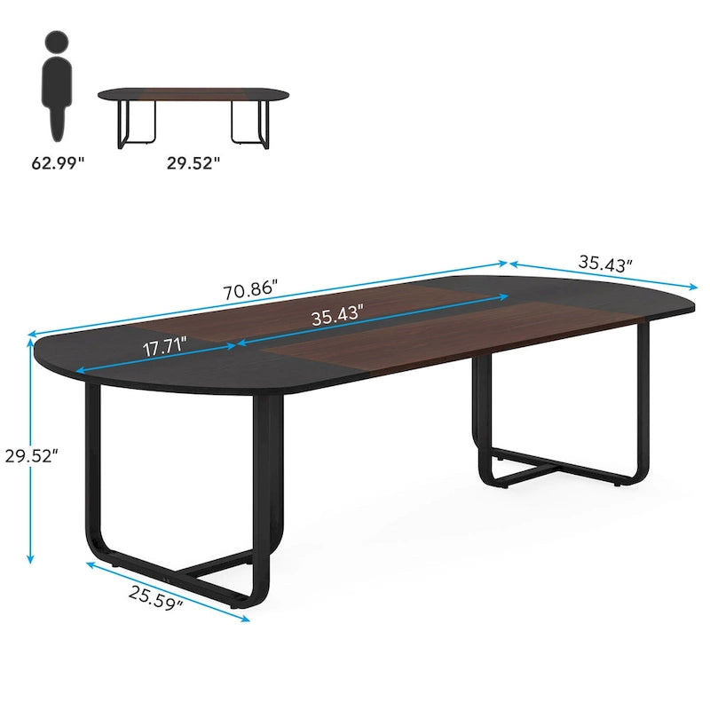 Table de conférence ovale de 1,80 m (6 pieds) - Tables de réunion incurvées pour bureaux