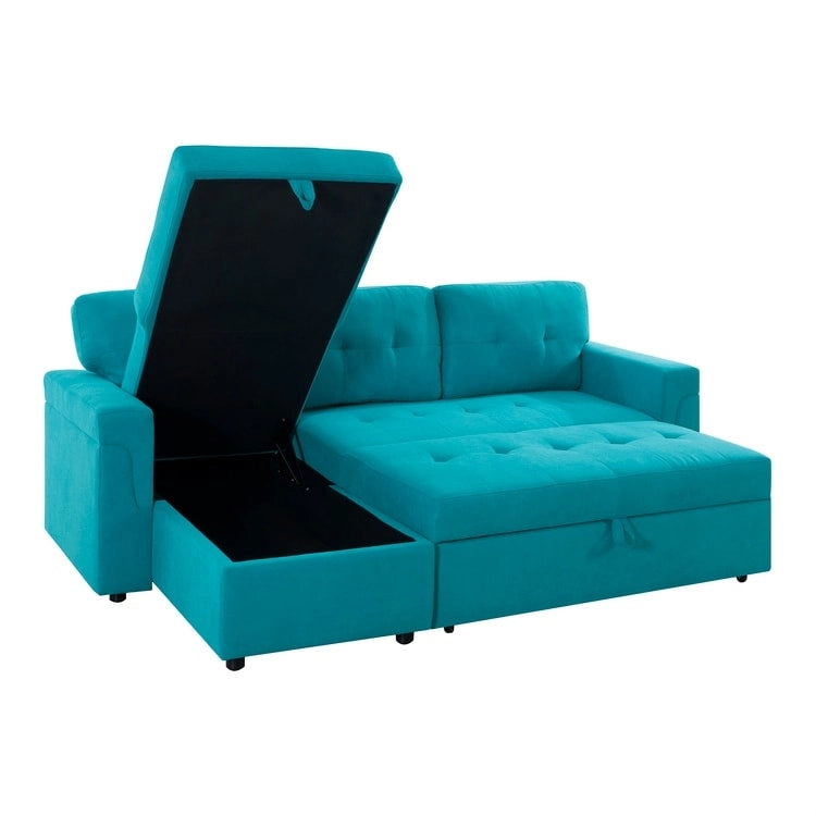 Canapé d'angle convertible réversible moderne Perry avec méridienne de rangement, canapé-lit gigogne pour salon