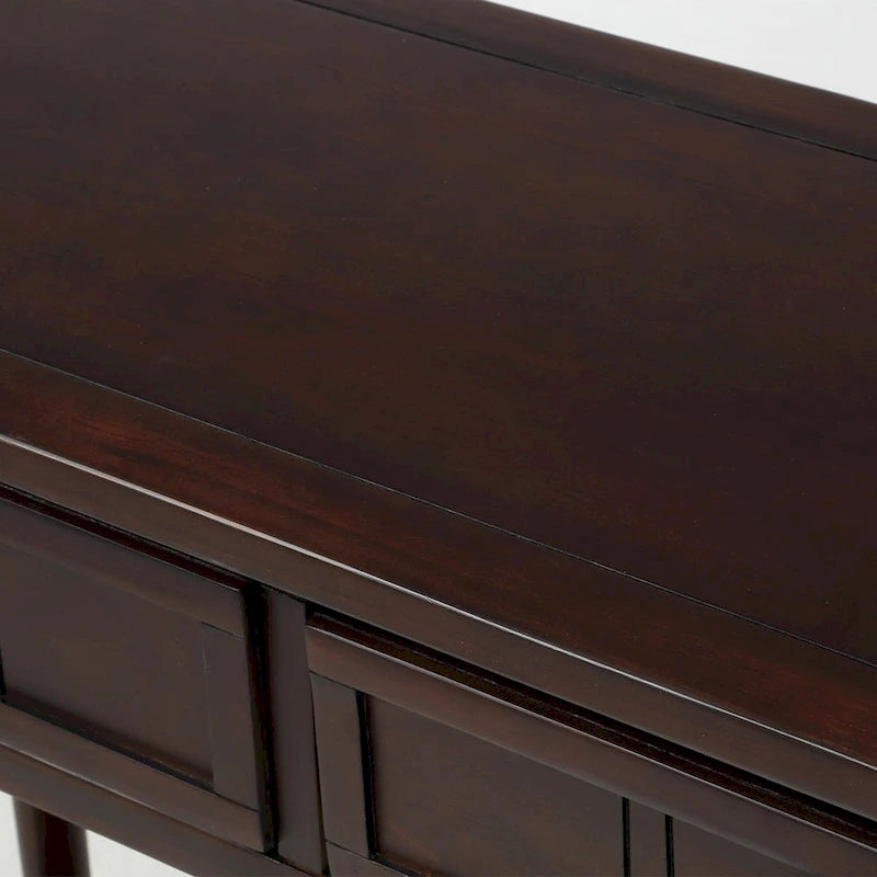 Console de style traditionnel avec deux tiroirs et une étagère inférieure