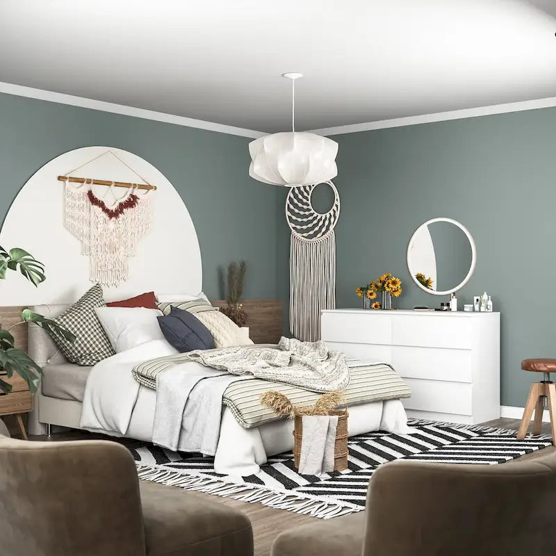 Commode double en bois à 6 tiroirs, 120 cm de large, grand meuble de rangement, commode, meuble TV