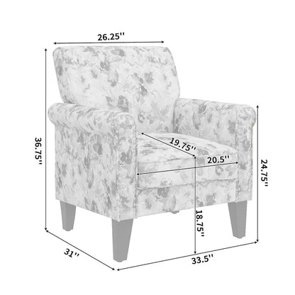 Fauteuil d'appoint Hervé traditionnel à accoudoirs roulés et clous décoratifs en étain