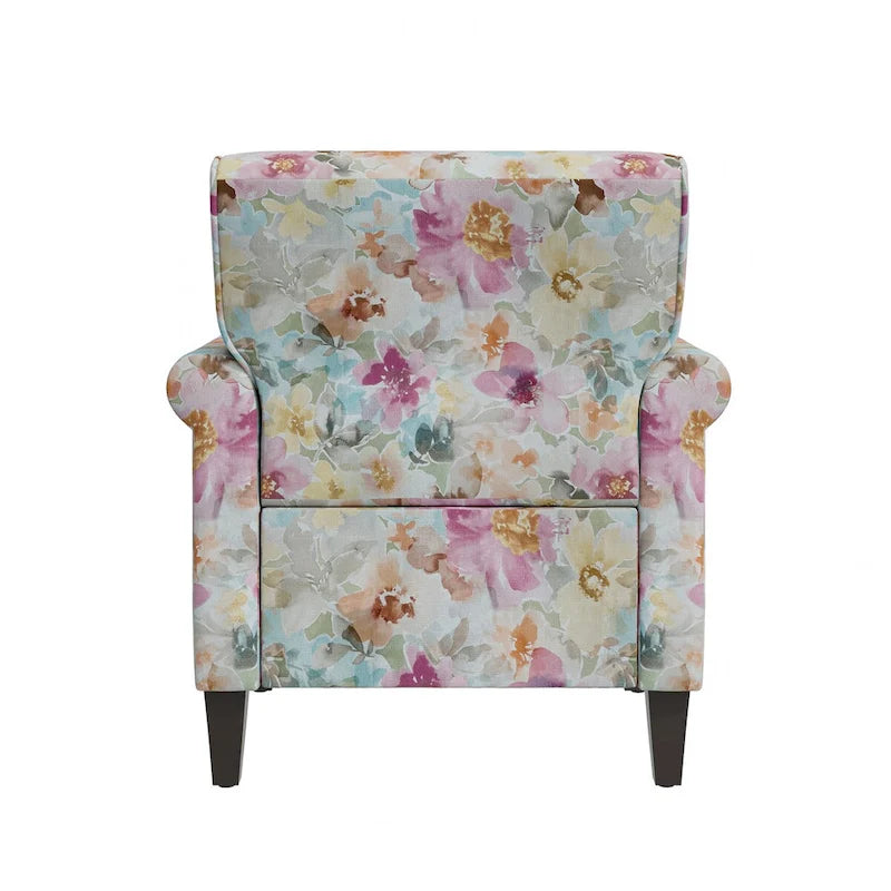 Fauteuil d'appoint Hervé traditionnel à accoudoirs roulés et clous décoratifs en étain