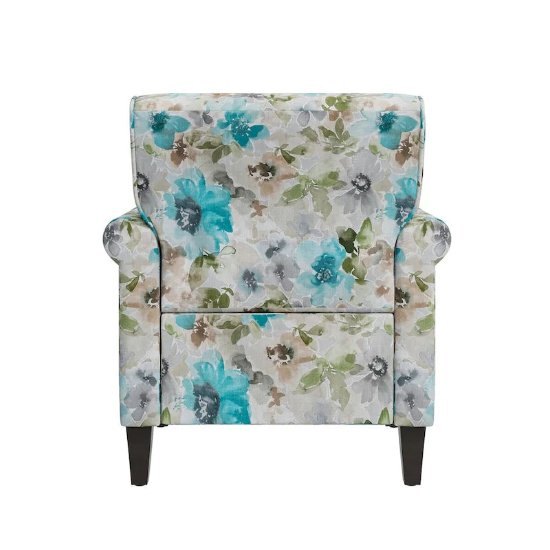 Fauteuil d'appoint Hervé traditionnel à accoudoirs roulés et clous décoratifs en étain