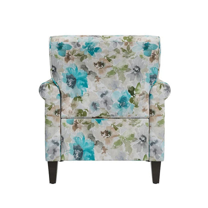 Fauteuil d'appoint Hervé traditionnel à accoudoirs roulés et clous décoratifs en étain