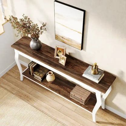 Console étroite et longue à 2 niveaux pour entrée ou salon