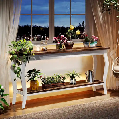 Console étroite et longue à 2 niveaux pour entrée ou salon
