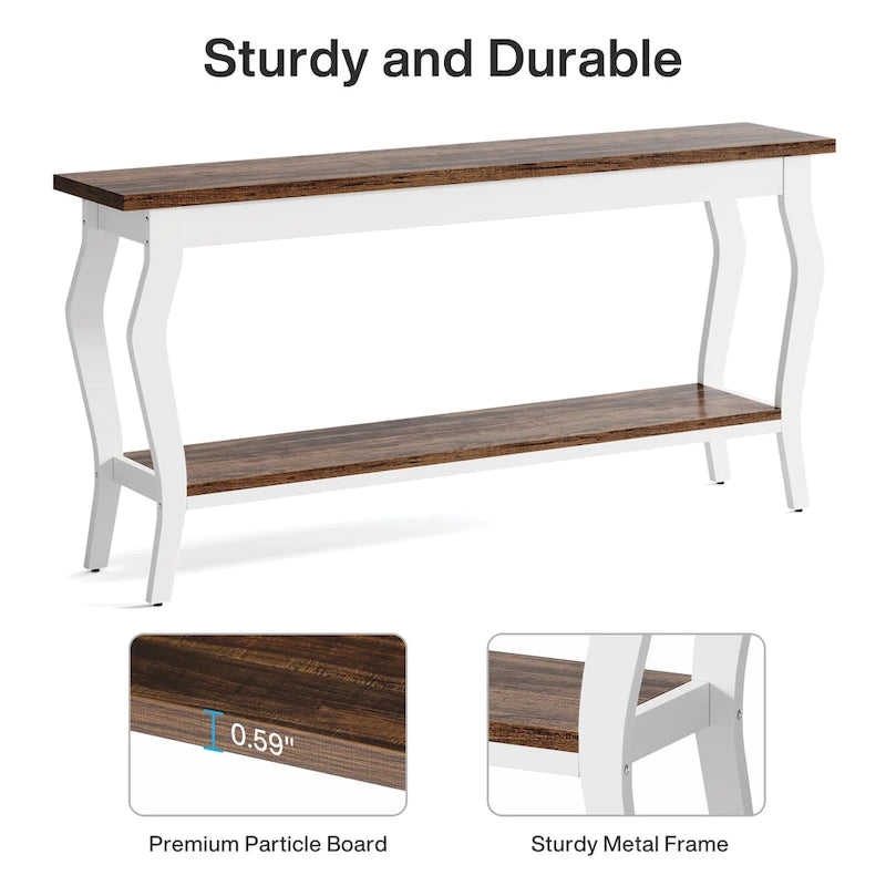 Console étroite et longue à 2 niveaux pour entrée ou salon