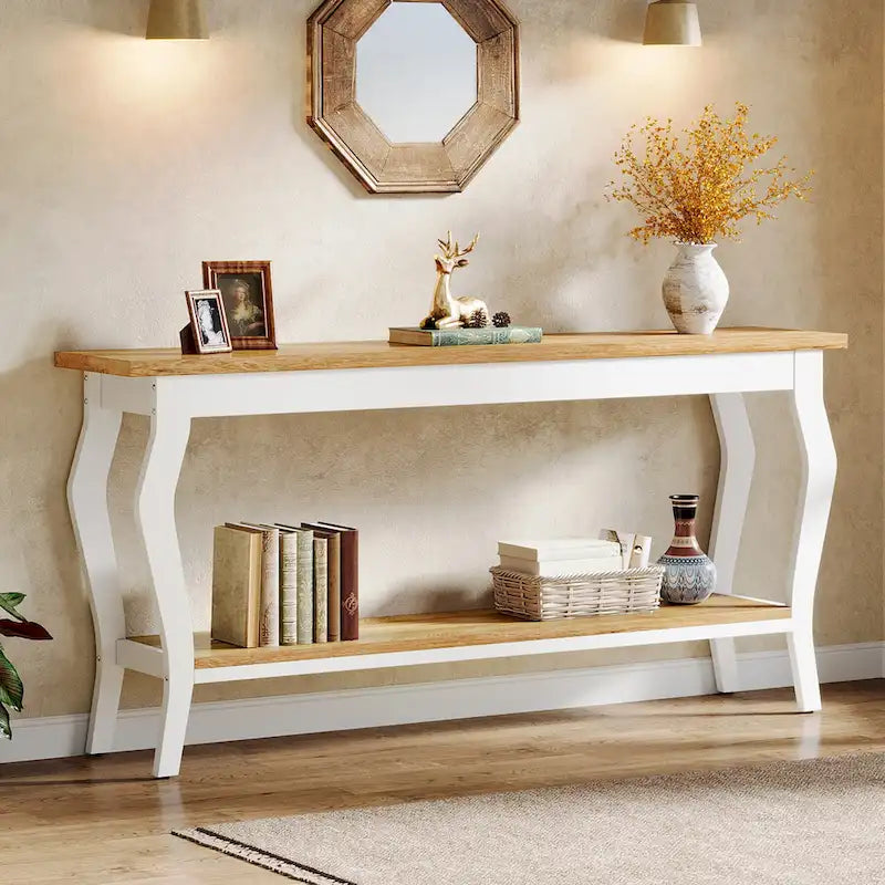 Console étroite et longue à 2 niveaux pour entrée ou salon