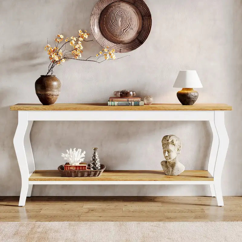 Console étroite et longue à 2 niveaux pour entrée ou salon