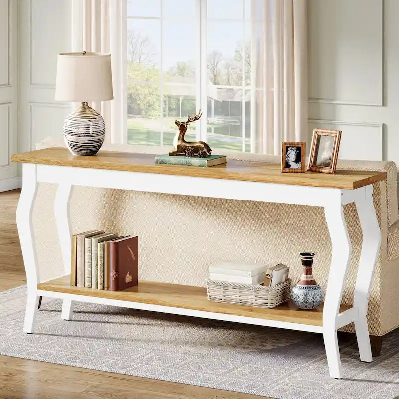 Console étroite et longue à 2 niveaux pour entrée ou salon