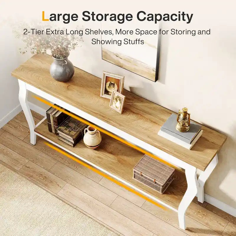 Console étroite et longue à 2 niveaux pour entrée ou salon