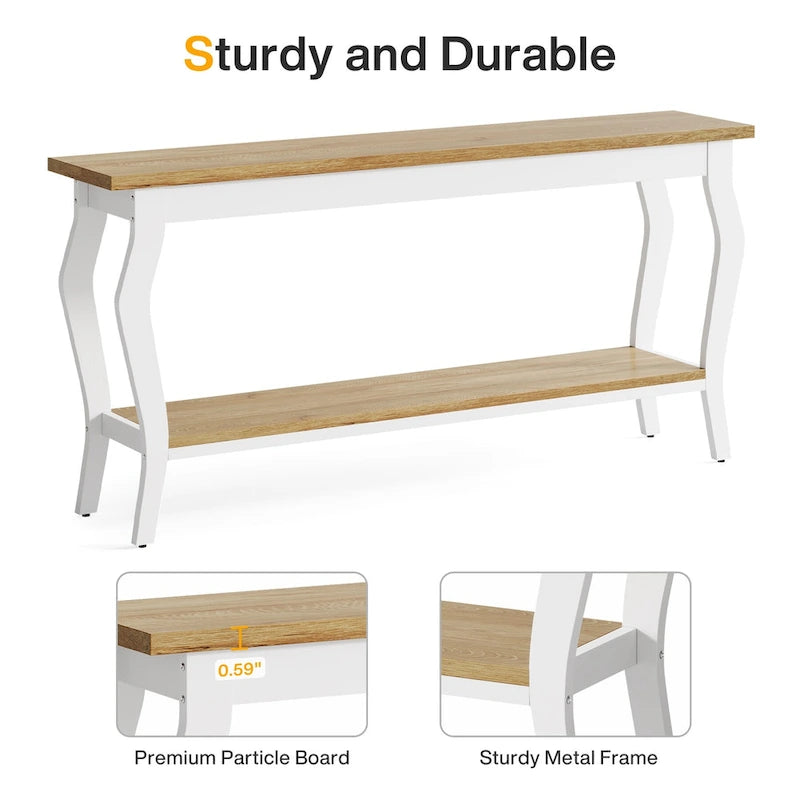 Console étroite et longue à 2 niveaux pour entrée ou salon