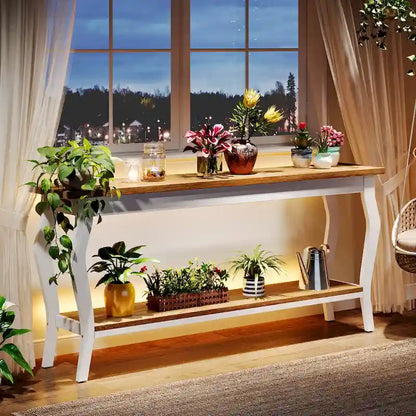 Console étroite et longue à 2 niveaux pour entrée ou salon