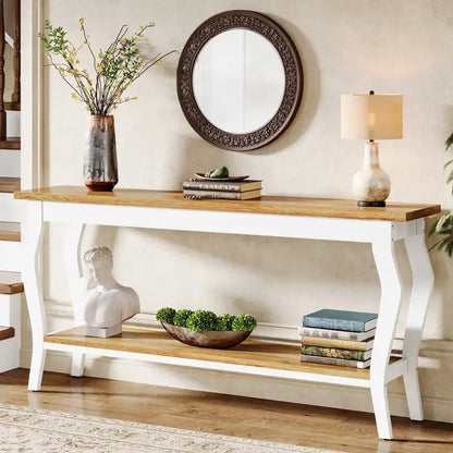 Console étroite et longue à 2 niveaux pour entrée ou salon