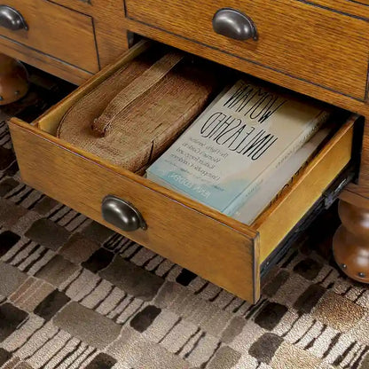 Table basse rectangulaire en bois massif avec 4 tiroirs