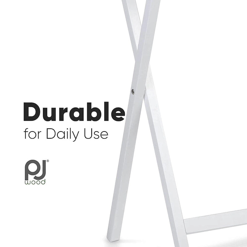 Plateau TV et table d'appoint pliables et compacts en bois massif PJ Wood, blanc, ensemble de 2 pièces - 18,44