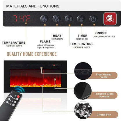 Meuble TV avec cheminée électrique de 36 pouces (79 pouces)