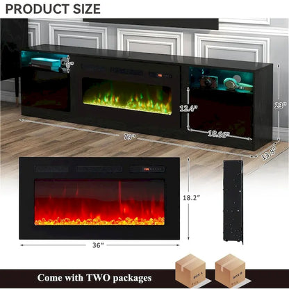 Meuble TV avec cheminée électrique de 36 pouces (79 pouces)